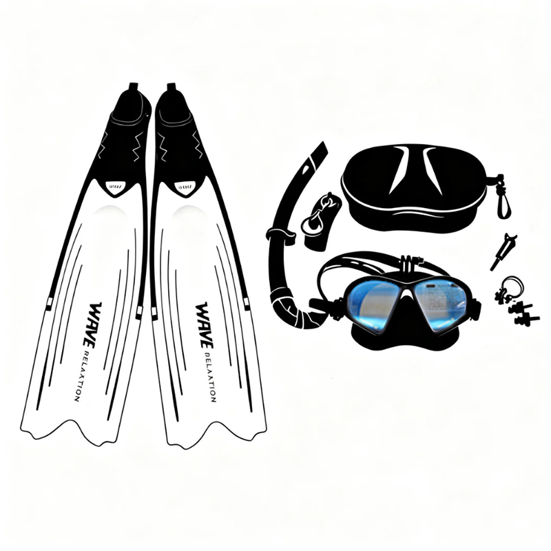 Snorkel Set - Professional Freediving Long Fins Flippers Set